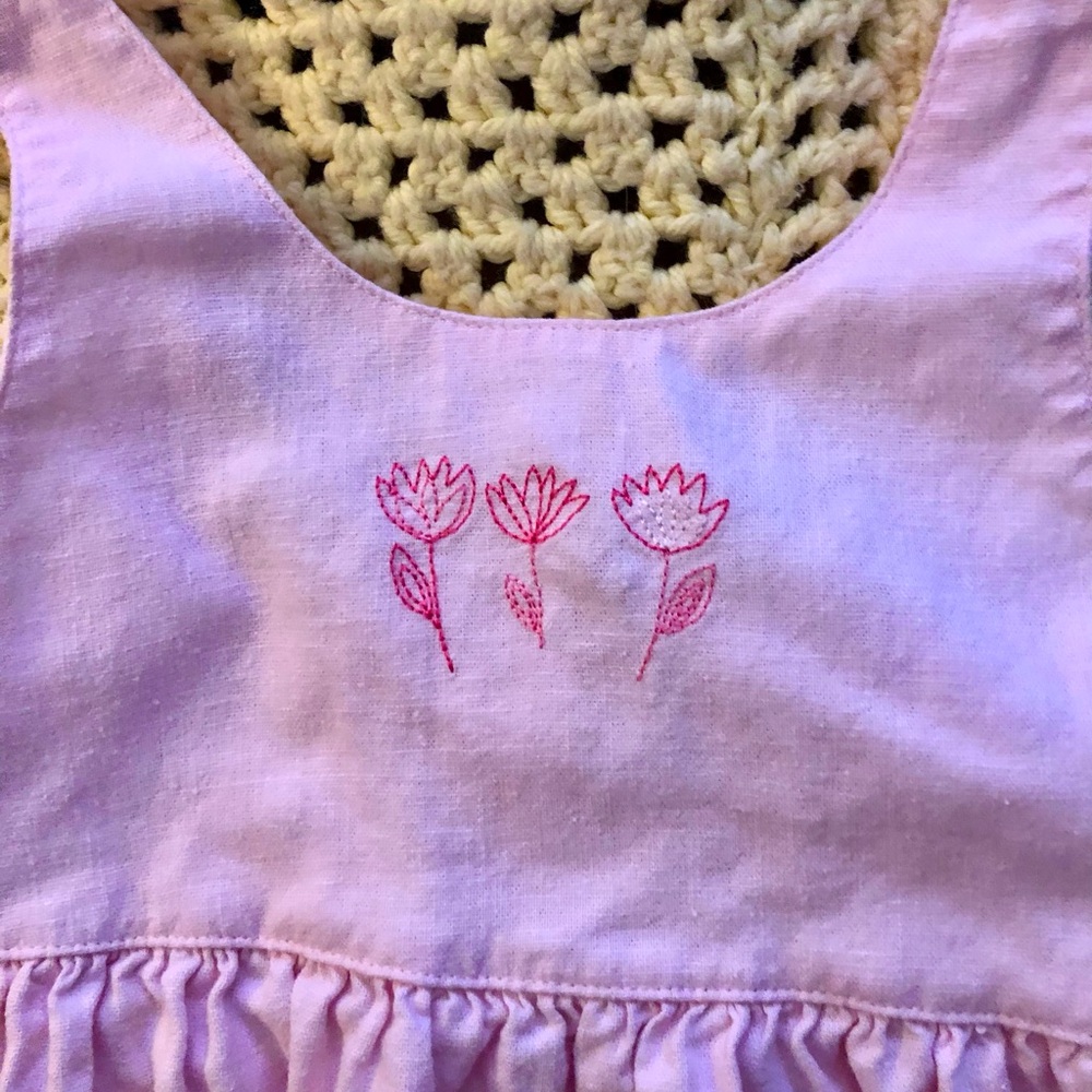 Zoey Soft Pink Floral Embroidery Sleeveless Summer Dress Girl’s Sz 5 Linen Blend - Picture 7 of 12